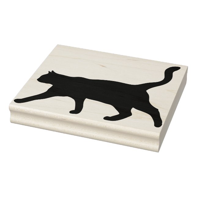 Black Cat Walking Silhouette Rubber Stamp (Stamp)