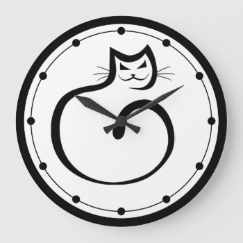 Black Cat Wall Clock by EveStock at Zazzle