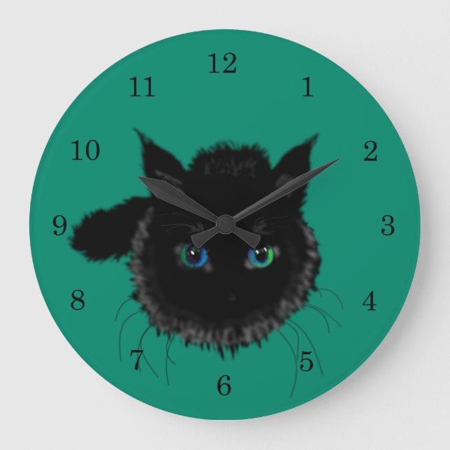 Black Cat Wall Clock - Custom Colors (Front)