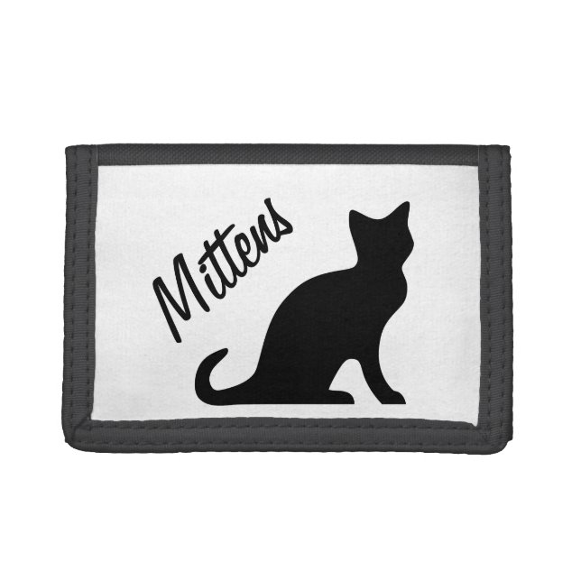 Black cat wallets and coin purses with pet name (Front)