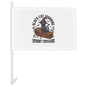 Black Cat Warning Vintage Halloween Witch Cat_1 Car Flag