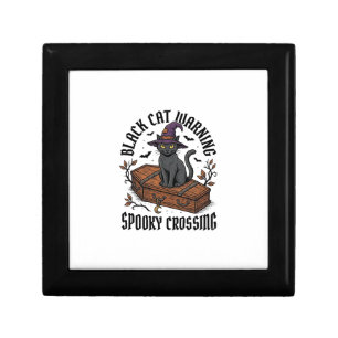 Black Cat Warning Vintage Halloween Witch Cat_1 Gift Box