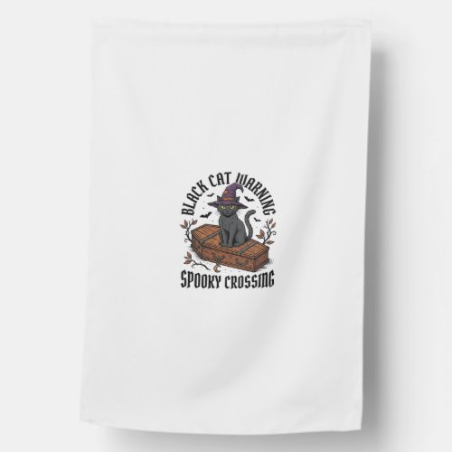 Black Cat Warning Vintage Halloween Witch Cat_1 House Flag