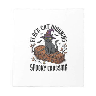 Black Cat Warning Vintage Halloween Witch Cat_1 Notepad