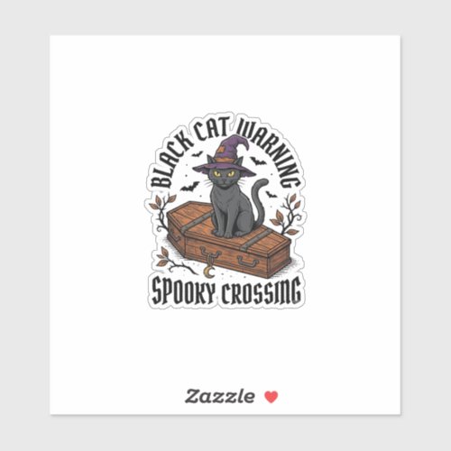 Black Cat Warning Vintage Halloween Witch Cat_1 Sticker