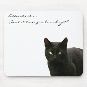 Black Cat Watching Mouse Pad