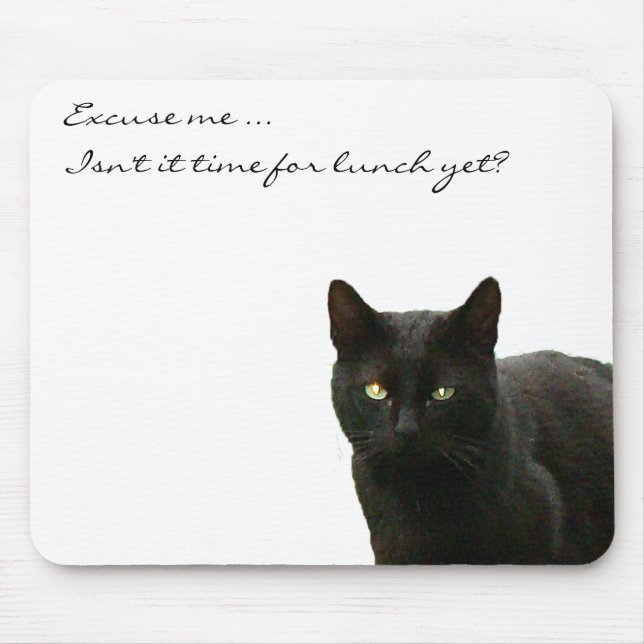 Black Cat Watching Mouse Pad (Front)