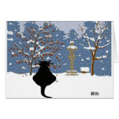 Black Cat Watching Snow (Front Horizontal)