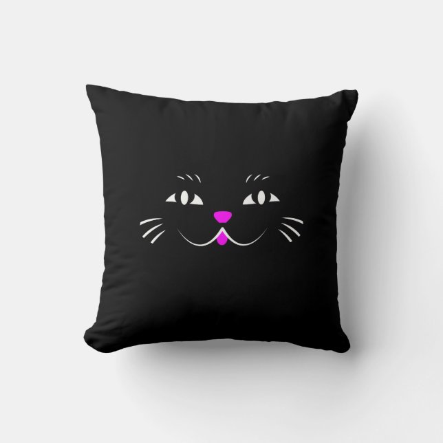 Black Cat Watching You Throw Pillow (Front)