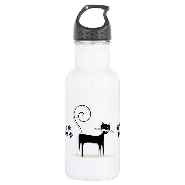 Black cat water bottle (Front)