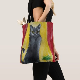 Black Cat Watercolor art  Tote Bag
