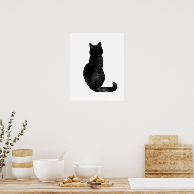 Black Cat Watercolor Minimal Modern Simple Poster Zazzle