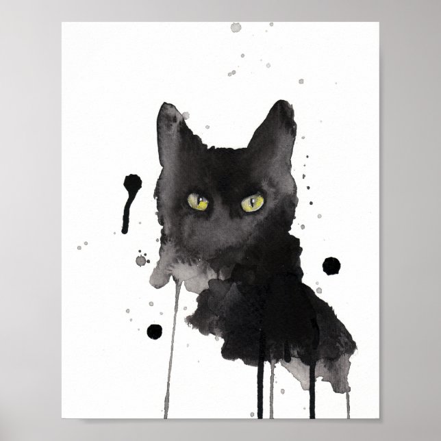 black cat watercolor poster (Front)