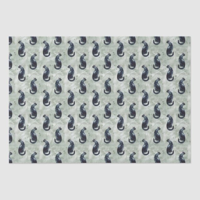 Black Cat Watercolor Tissue Paper (Front)