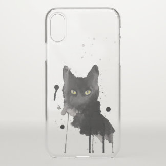 black cat watercolor iPhone XS case