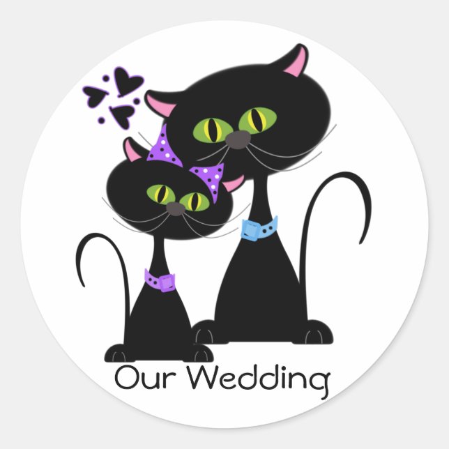 Black Cat Wedding Envelope Seal (Front)