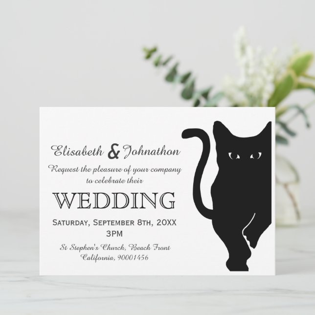 Black Cat Wedding Invitation (Standing Front)