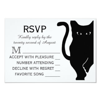 Cat Wedding Invitations Announcements Zazzle Black Cat Wedding Rsvp Card