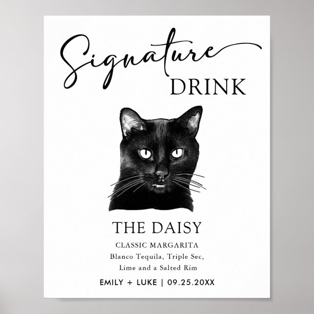 Black Cat Wedding Signature Drink Sign | Zazzle