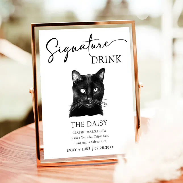 Black Cat Wedding Signature Drink Sign | Zazzle