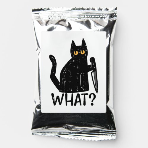 Black Cat What Knife Funny Murderous Halloween Pet Coffee Drink Mix