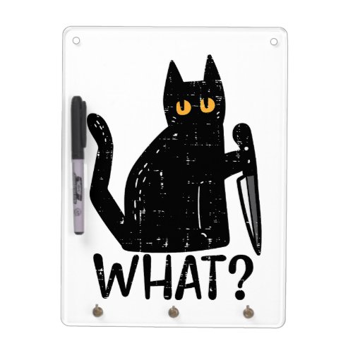 Black Cat What Knife Funny Murderous Halloween Pet Dry Erase Board