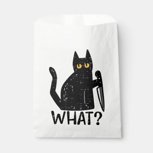 Black Cat What Knife Funny Murderous Halloween Pet Favor Bag