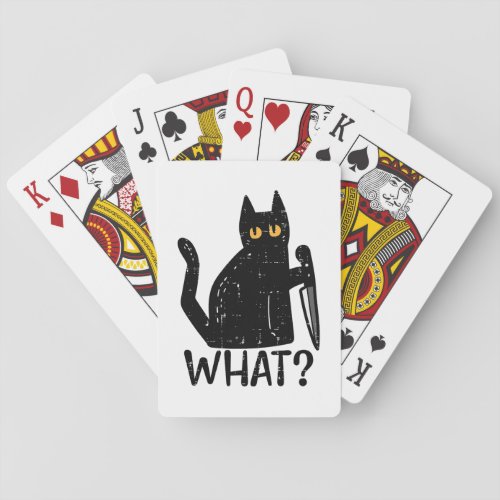 Black Cat What Knife Funny Murderous Halloween Pet Playing Cards