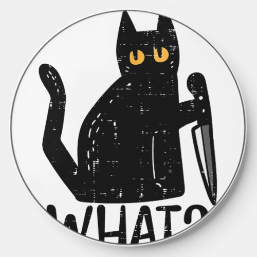 Black Cat What Knife Funny Murderous Halloween Pet Wireless Charger