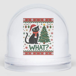 Black Cat What Pushing Christmas Tree Funny Cat Xm Snow Globe