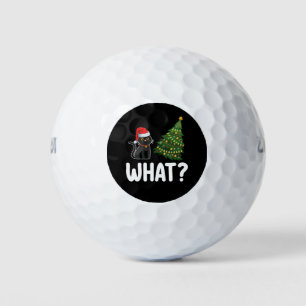 Black Cat What Pushing Christmas Tree Funny Golf Balls