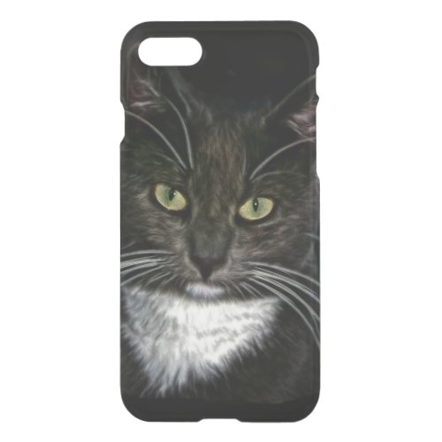 Black Cat White Bib Green Eyes iPhone SE87 Case