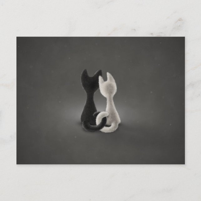 Black Cat White Cat (Color 2) Postcard (Front)