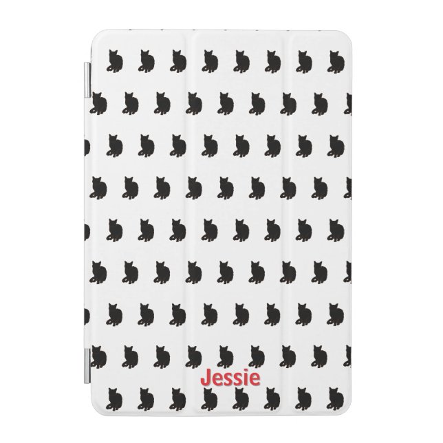Black Cat (White) iPad Mini Cover (Front)