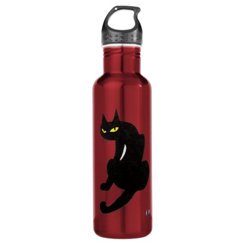 BLACK CAT  whiteorange yellow Water Bottle