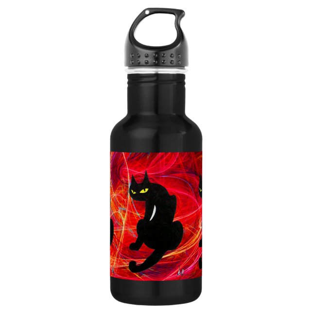 BLACK CAT  white Stainless Steel Water Bottle (Front)