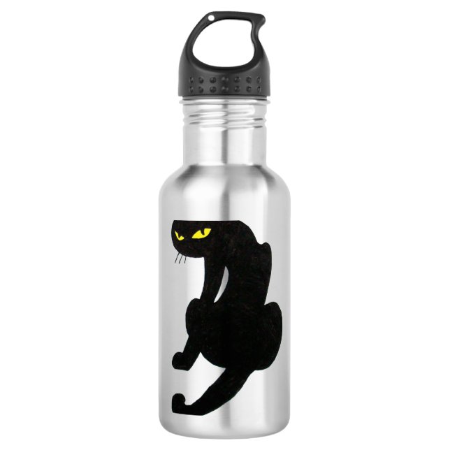 BLACK CAT  white Water Bottle (Front)