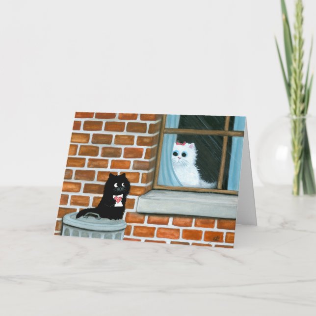 Black Cat Will you be my Valentine Card by Bihrle (Front)