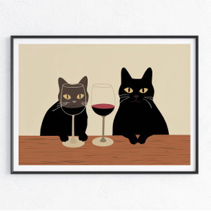 Black Cat Wine Lover  Poster