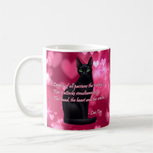 Black Cat Wisdom - Shiny Hearts Coffee Mug