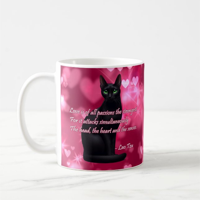 Black Cat Wisdom - Shiny Hearts Coffee Mug (Left)