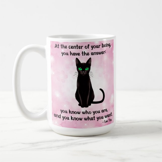 Black Cat Wisdome - Cherry Blossoms Coffee Mug (Left)