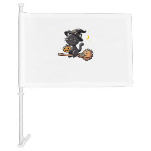 Black Cat Witch Halloween Costume Broom Stick Boys Car Flag