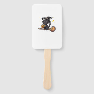 Black Cat Witch Halloween Costume Broom Stick Boys Hand Fan