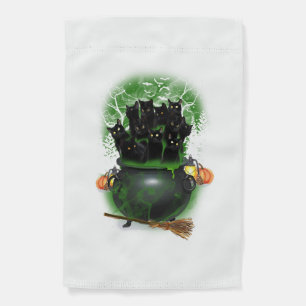 Black Cat Witch Halloween Tshirt Garden Flag