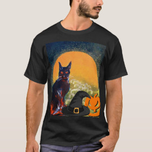 BLACK CAT,WITCH HAT AND PUMPKINS HALLOWEEN PARTY T-Shirt