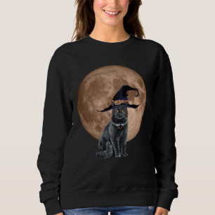 Black Cat Witch Hat Moon Halloween Scary and Fun C Sweatshirt