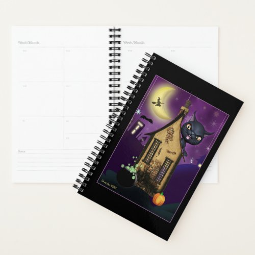 Black Cat Witch House Art Day Planner