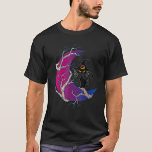 Black Cat Witch & Moon Bisexuality Flag Bisexual P T-Shirt
