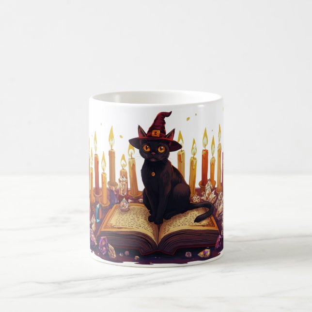 Black Cat Witch Mug | Magical Halloween Coffee Cup (Center)